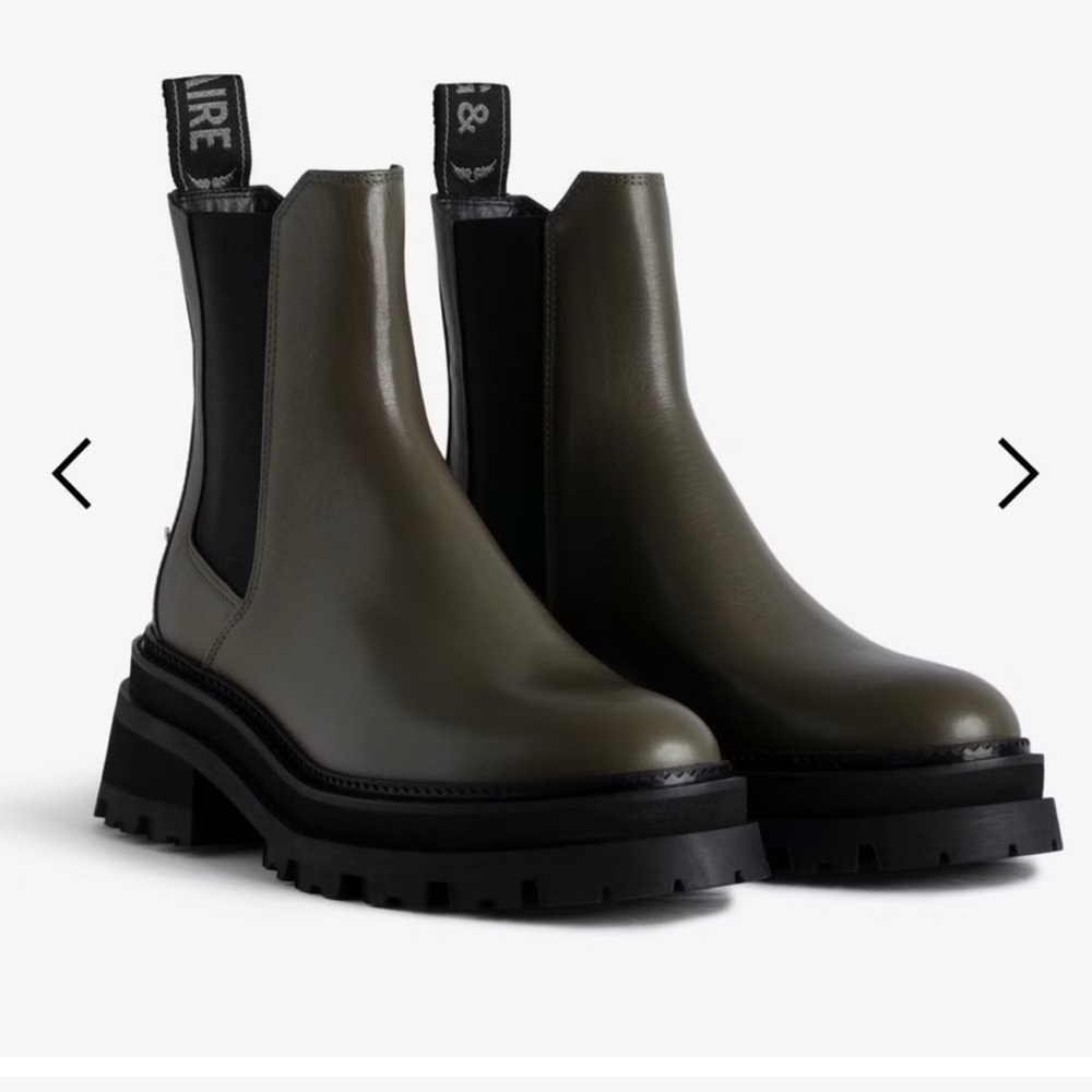 Zadig & Voltaire Khaki Leather Ankle Boots